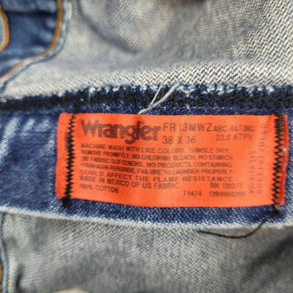 Wrangler FR Flame Resistant Jeans Mens 38x36 Blue Flame Resistant Denim Workwear